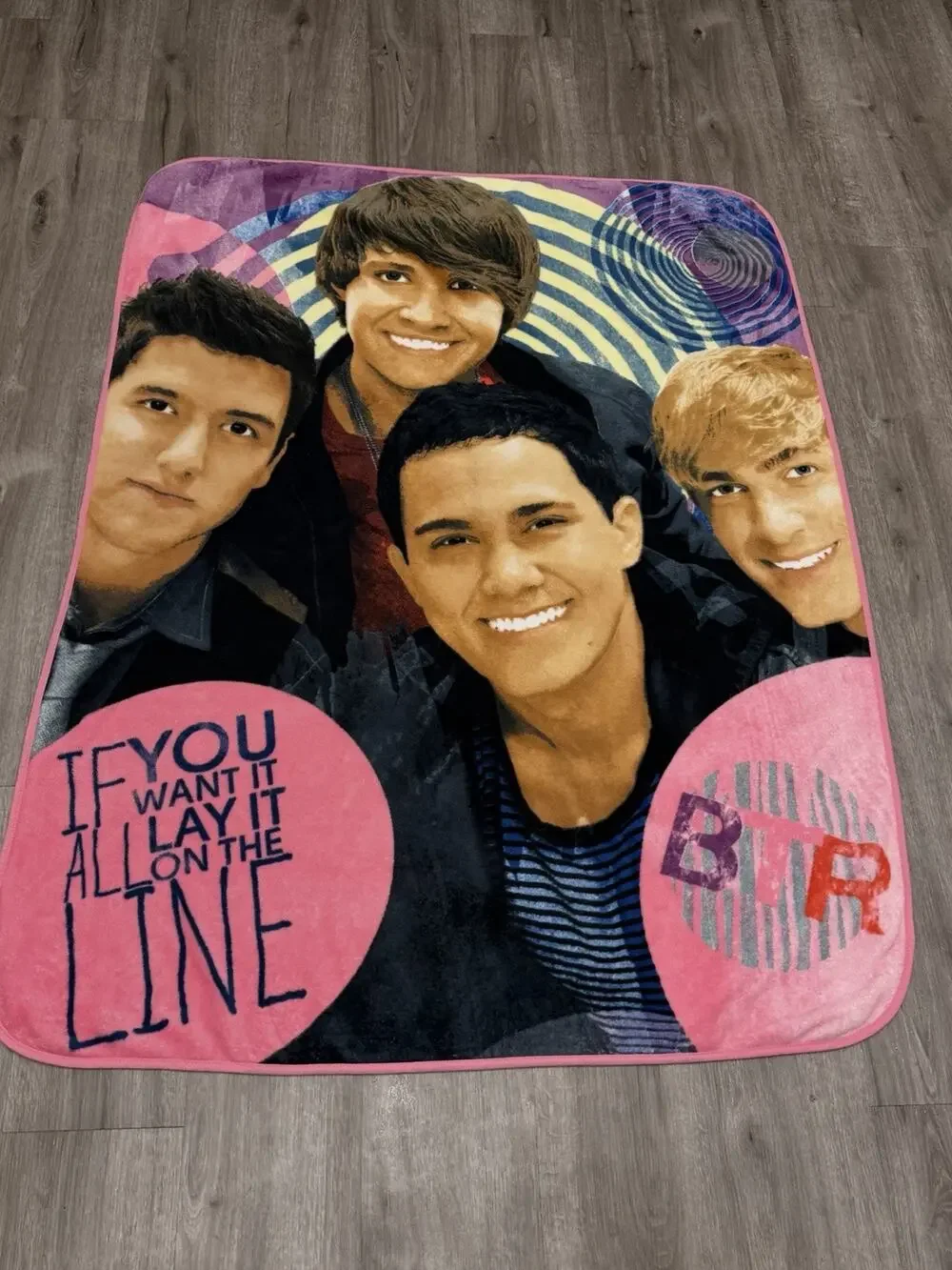 Big Time Rush Blanket 2011 Nickelodeon BTR Pink Fleece Throw 58x43 Vintage